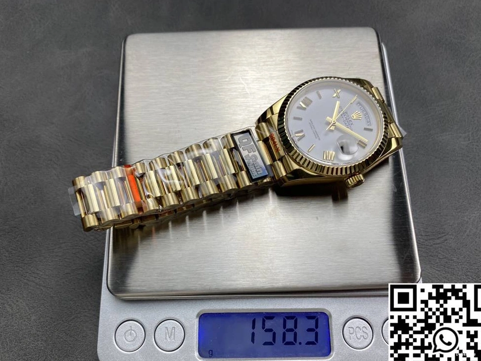 Date White Dial QF v5 Steel Tungsten Gold Day Rolex M128238-0113 Yellow Factory 36mm 0206